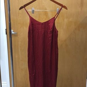 Long silky slit dress